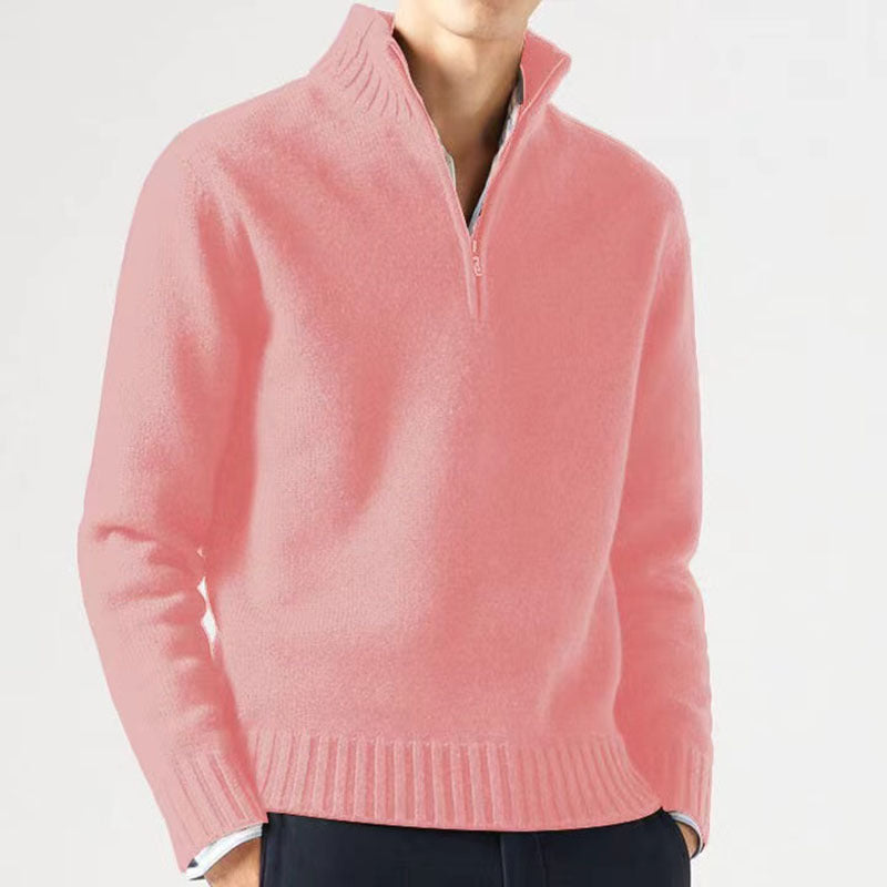 Albert | Mens Wool Knit Zip Collar Pullover Sweater