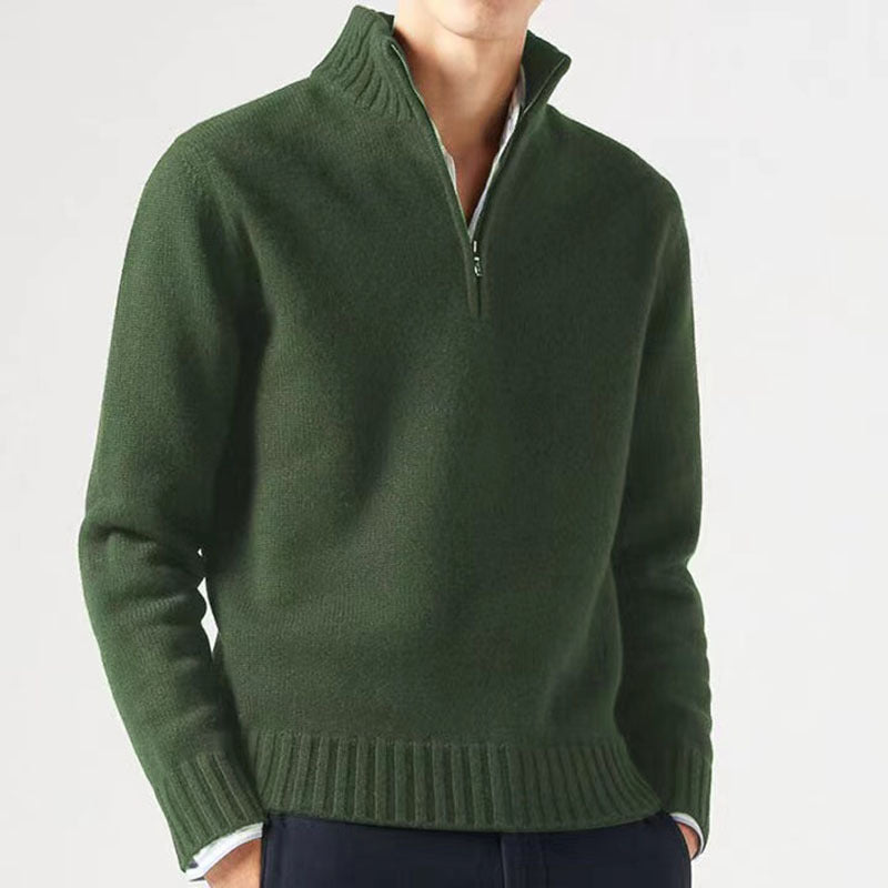 Albert | Mens Wool Knit Zip Collar Pullover Sweater