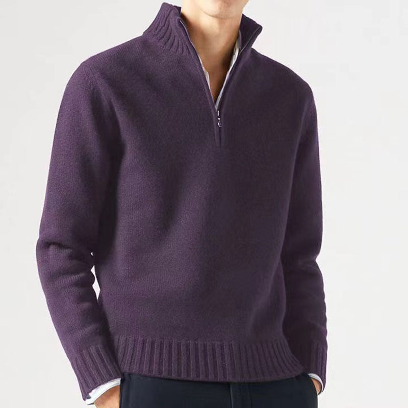 Albert | Mens Wool Knit Zip Collar Pullover Sweater