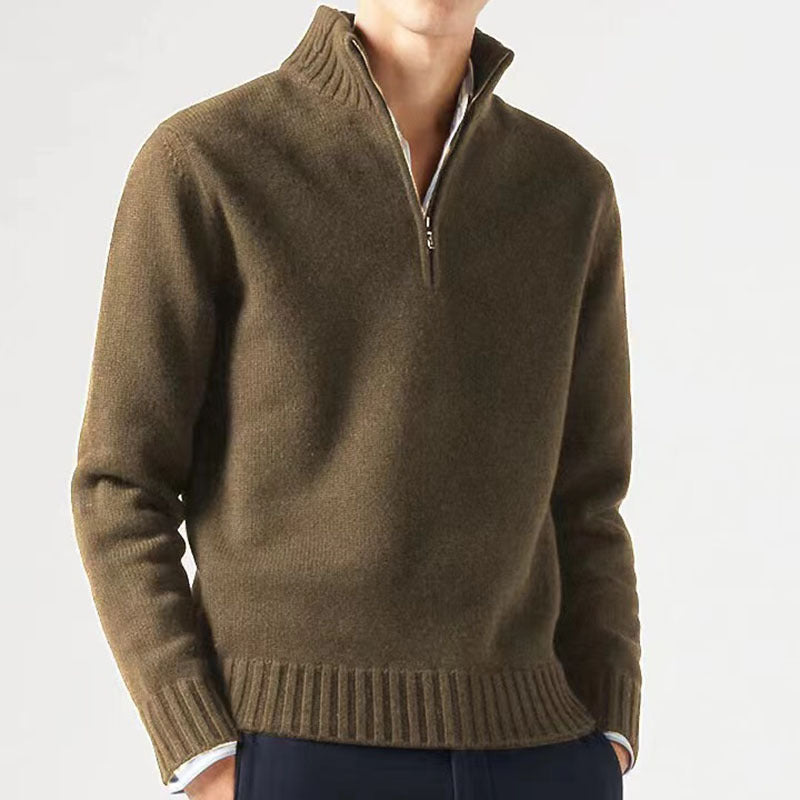 Albert | Mens Wool Knit Zip Collar Pullover Sweater