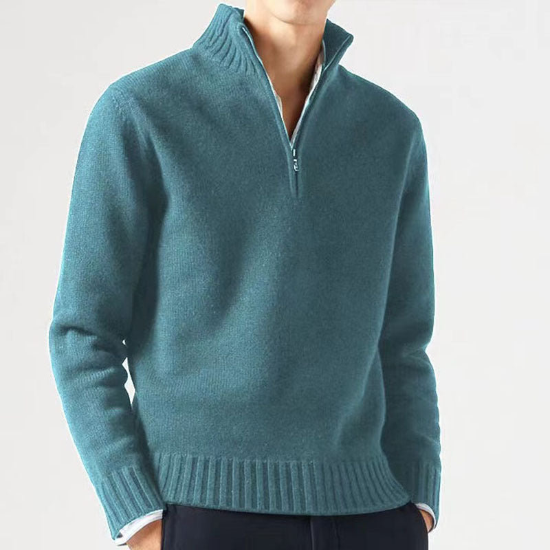 Albert | Mens Wool Knit Zip Collar Pullover Sweater