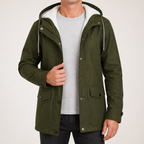 Alden | Mens Waterproof Jacket Fleece Lined Hooded Winter Rain Jacket, Army Green