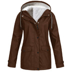 Alden | Waterproof Fleece Lined Hooded Winter Rain Work Soft Shell Jacket - Brown