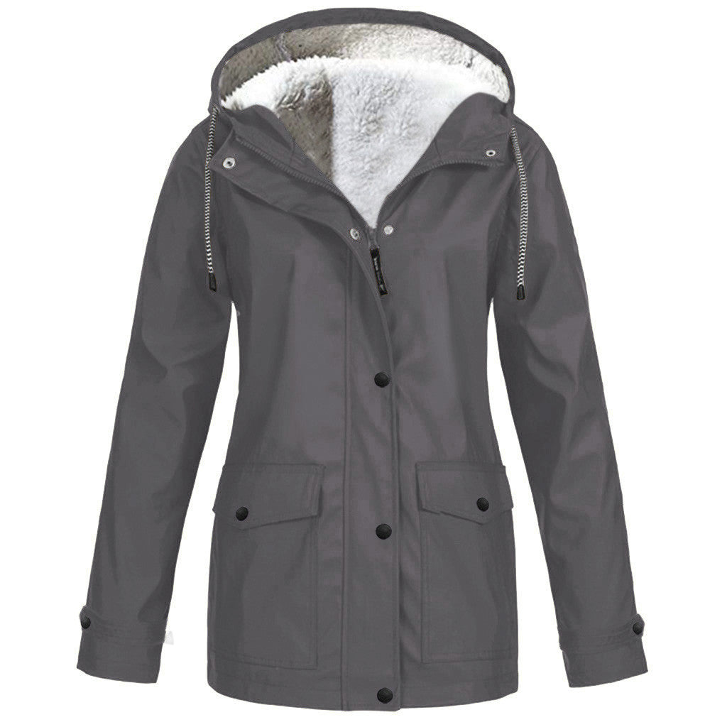 Alden | Waterproof Fleece Lined Hooded Winter Rain Work Soft Shell Jacket - Grey