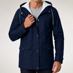 Alden | Mens Waterproof Jacket Fleece Lined Hooded Winter Rain Jacket, Navy Blue