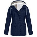 Alden | Waterproof Fleece Lined Hooded Winter Rain Work Soft Shell Jacket - Navy Blue