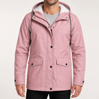 Alden | Mens Waterproof Jacket Fleece Lined Hooded Winter Rain Jacket, Pink