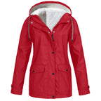 Alden | Waterproof Fleece Lined Hooded Winter Rain Work Soft Shell Jacket - Red