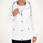 Alden | Mens Waterproof Jacket Fleece Lined Hooded Winter Rain Jacket, White