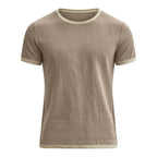 Alec | Mens Cotton Linen T Shirt Short Sleeve Round Neck Tee