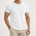Alec | Mens Cotton Linen T Shirt Short Sleeve Round Neck Tee, White