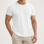 Alec | Mens Cotton Linen T Shirt Short Sleeve Round Neck Tee, White