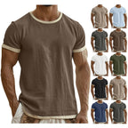Alec | Mens Cotton Linen T Shirt Short Sleeve Round Neck Tee