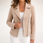Alexia | Womens Faux Leather Jacket Slim Fit Fitted Casual Outerwear, Apricot