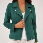 Alexia | Womens Faux Leather Jacket Slim Fit Fitted Casual Outerwear, Green