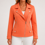 Alexia | Womens Faux Leather Jacket Slim Fit Fitted Casual Outerwear, Orange