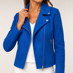 Alexia | Womens Faux Leather Jacket Slim Fit Fitted Casual Outerwear, Dark Blue