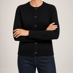 Alicia | Womens Wool Blend Knit Button Pocket Cardigan Sweater, Black