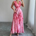 Allison | Womens Boho Bohemian Long Sleeve Flowy Beach Holiday Vacation Maxi Dress