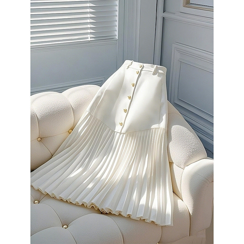 Althea | Womens High Waisted Pleated Flowy Elegant Long Maxi Skirt