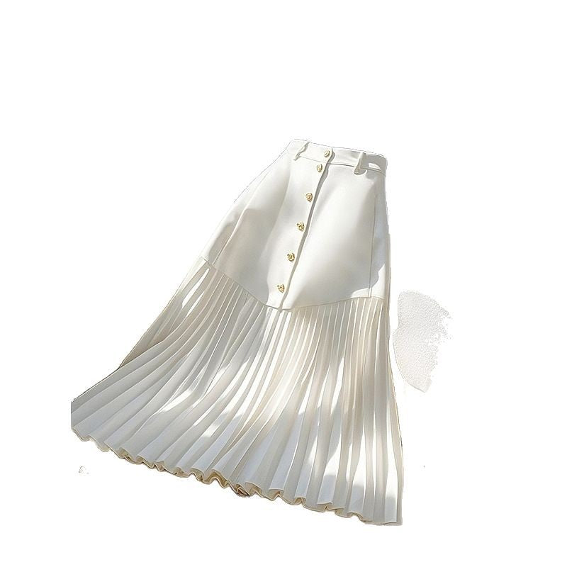 Althea | Womens High Waisted Pleated Flowy Elegant Long Maxi Skirt