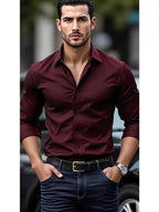 Ambrose | Mens Slim Fit Long Sleeve Formal Business Shirt Non Iron - 3