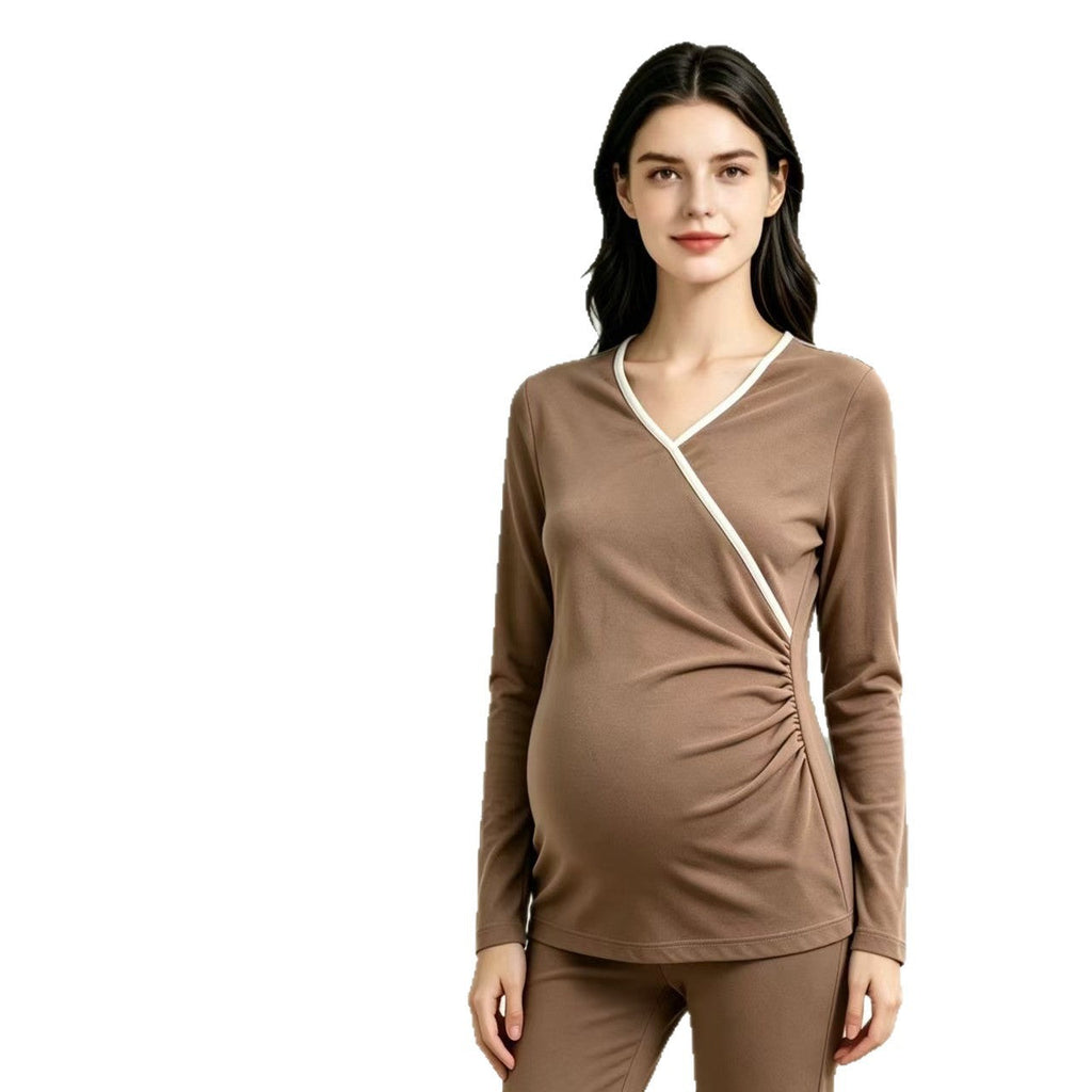 Anastasia | Womens Maternity Nursing Pajamas Cotton Long Sleeve Loungewear Set