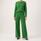 Angelina | Womens High Neck Knit Sweater And Pants Two Piece Set, Green