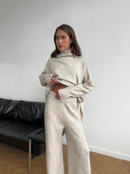Angelina | Womens High Neck Knit Sweater And Pants Two Piece Set