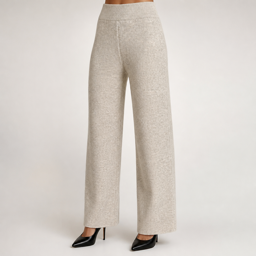 Angelina | Womens High Neck Knit Sweater And Pants Two Piece Set, Apricot