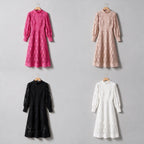 Angie | Womens Lace Wedding Guest Long Dress Puff Sleeve A Line