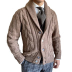 Angus | Mens Lapel Cable Knit Chunky Cardigan - 5