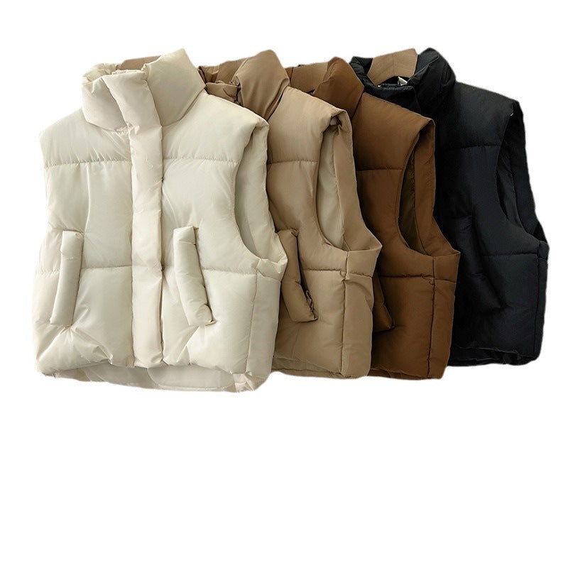Anita | Womens Cropped Stand Collar Lightweight Quilted Puffer Vest Jacket