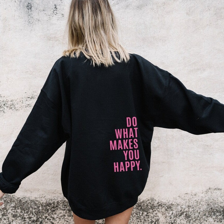 Ann | Womens Vintage Letter Print Hooded Sweatshirt Loose Pullover Hoodie
