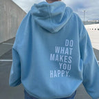 Ann | Womens Vintage Letter Print Hooded Sweatshirt Loose Pullover Hoodie