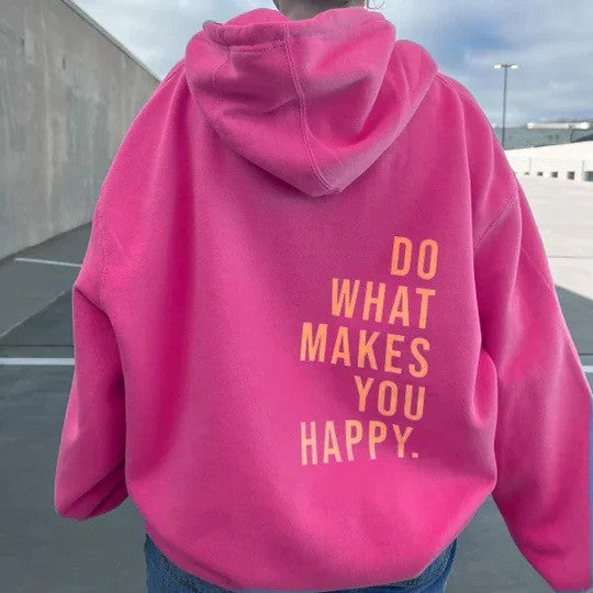 Ann | Womens Vintage Letter Print Hooded Sweatshirt Loose Pullover Hoodie