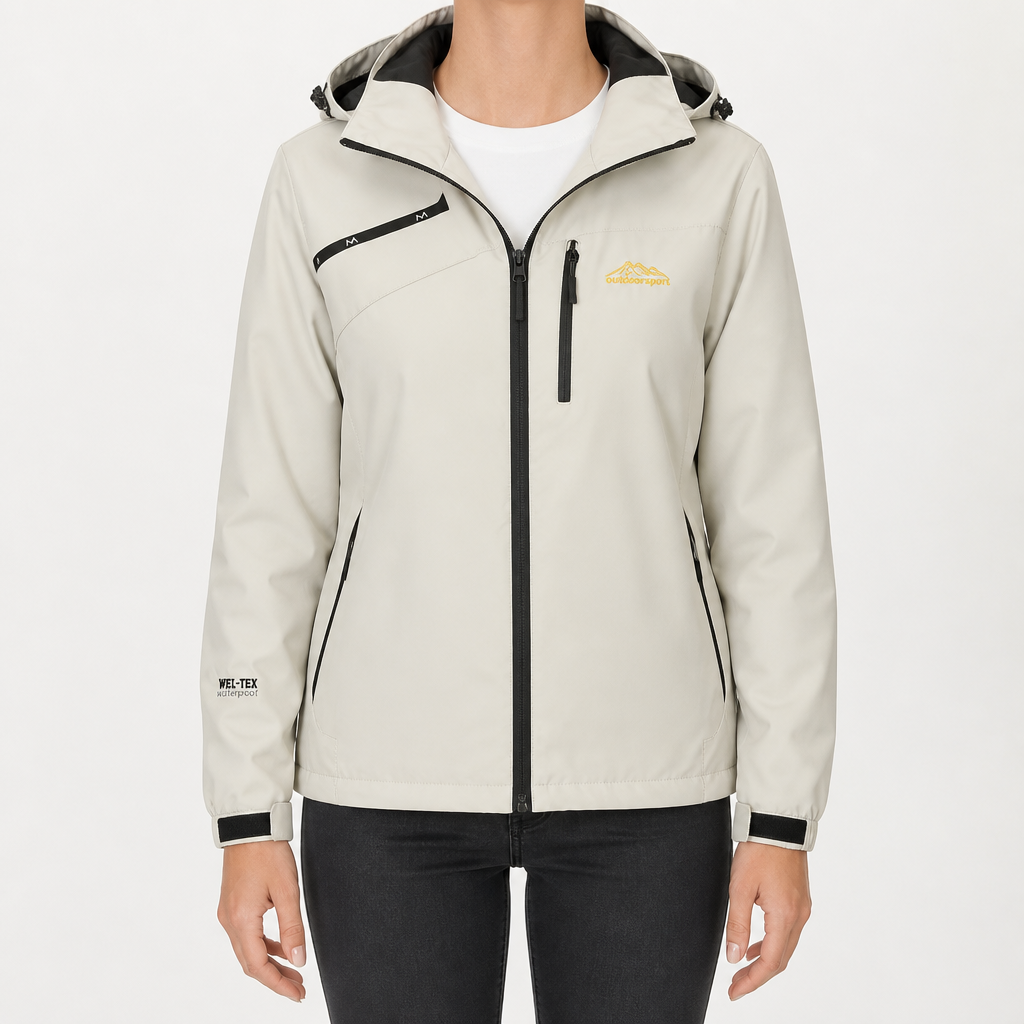 Anne | Womens Waterproof Windproof Rain Jacket, Cream