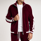 Anouk | Mens Tracksuit Velvet Two Piece Set Jacket Joggers Loungewear, Red
