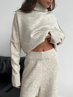 Anouk | Womens High Neck Knitted Jumper and Trousers Set - 3
