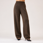 Anouk | Womens Knitted Jumper High Neck Trousers Two Piece Set, Brown
