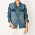 Arabelle | Womens Vintage Washed Denim Jacket, Blue