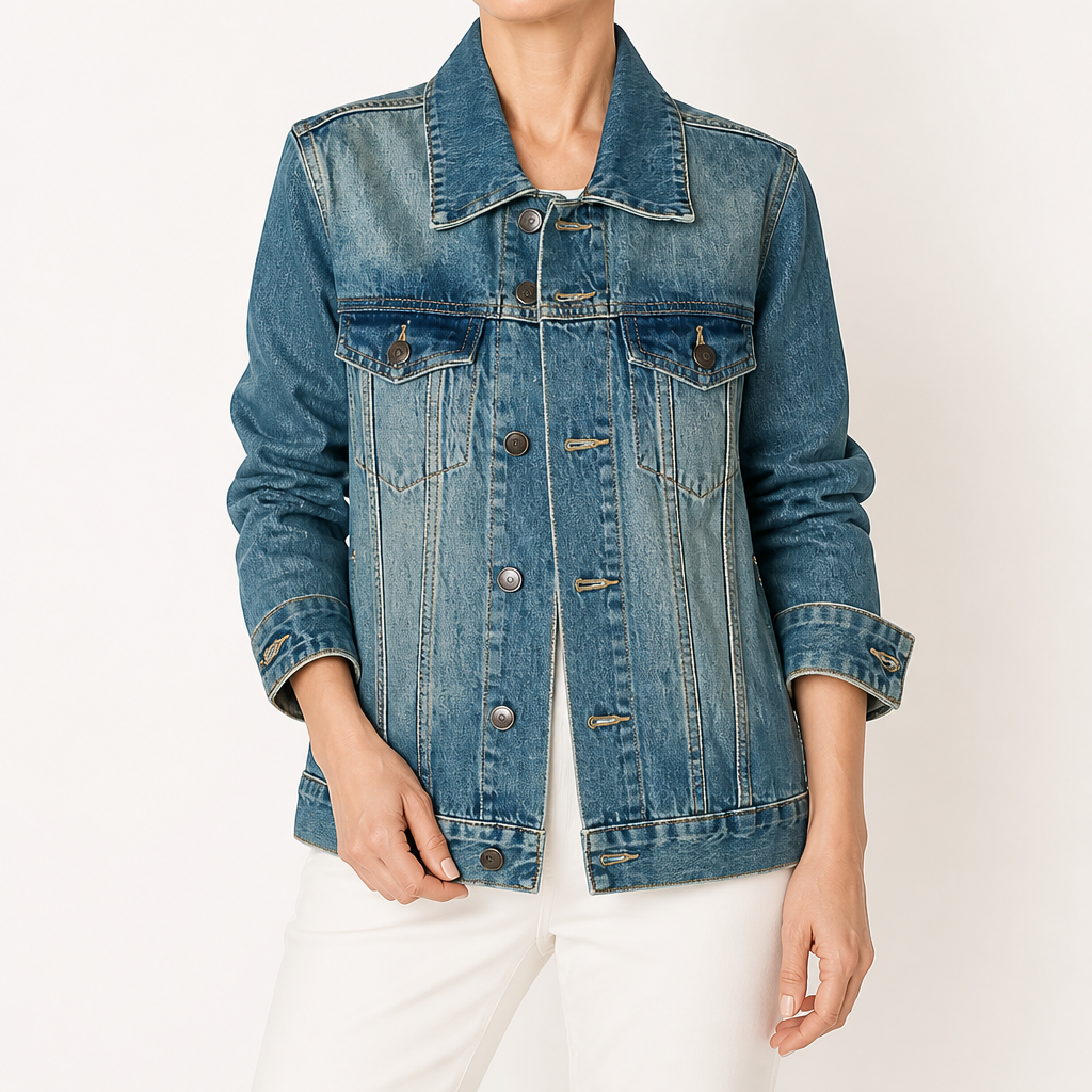 Arabelle | Womens Vintage Washed Denim Jacket, Blue