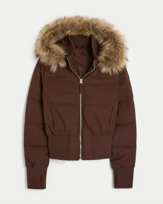 Aria | Womens Hooded Fur Collar Padded Puffer Jacket