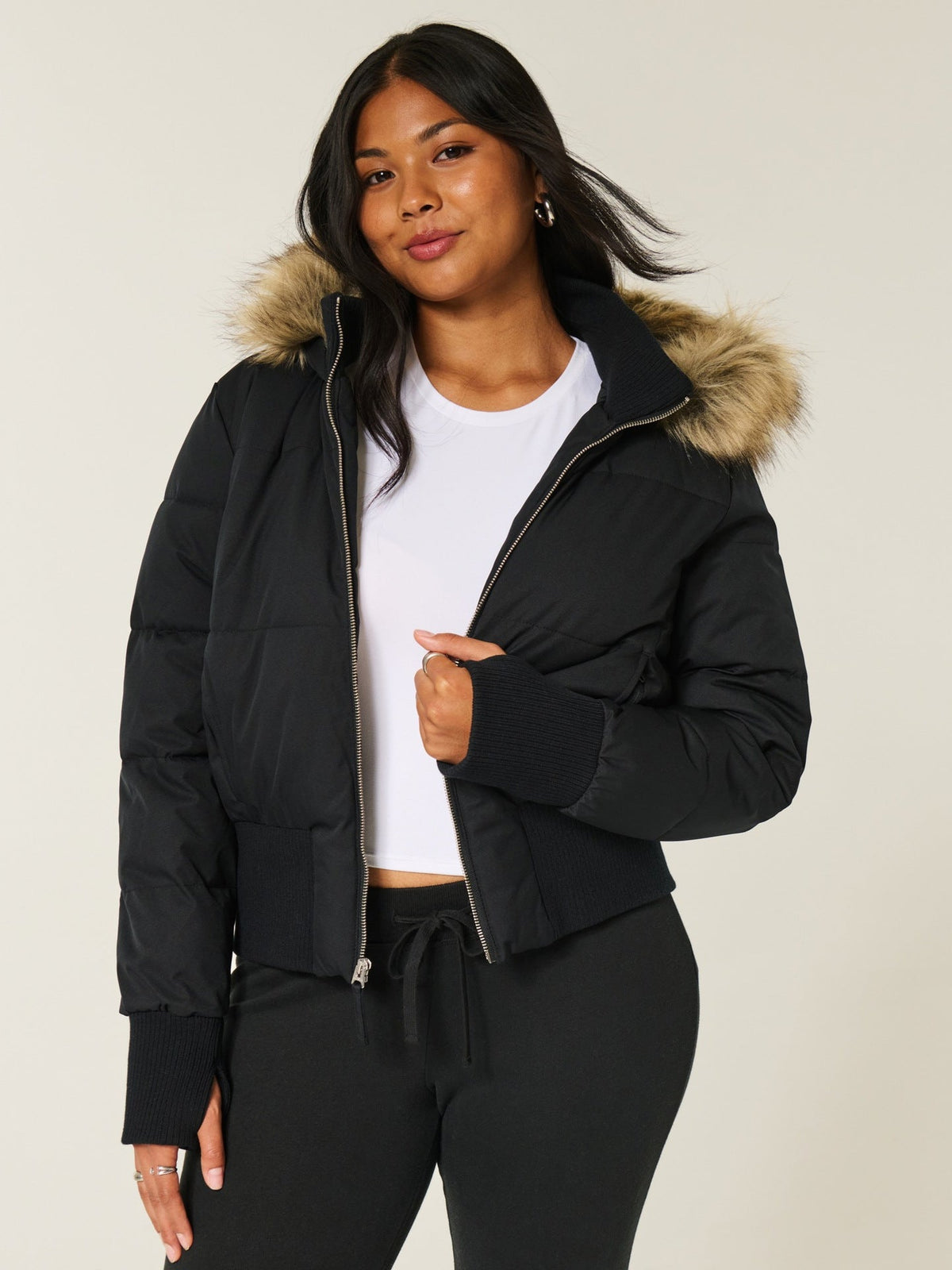 Aria | Womens Hooded Fur Collar Padded Puffer Jacket