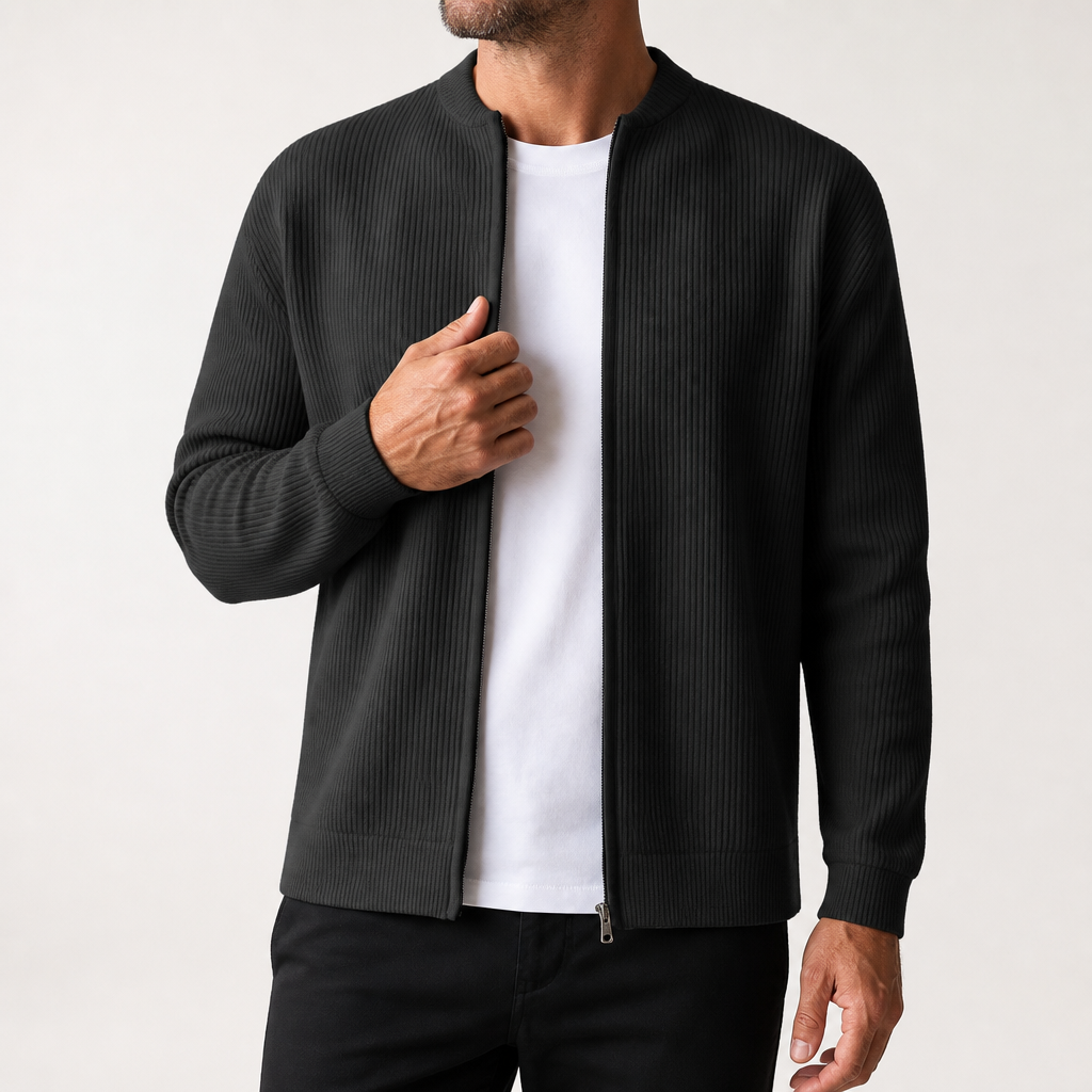 Arlo | Mens Varsity Jacket Corduroy Baseball Bomber Casual Letterman Coat, Black
