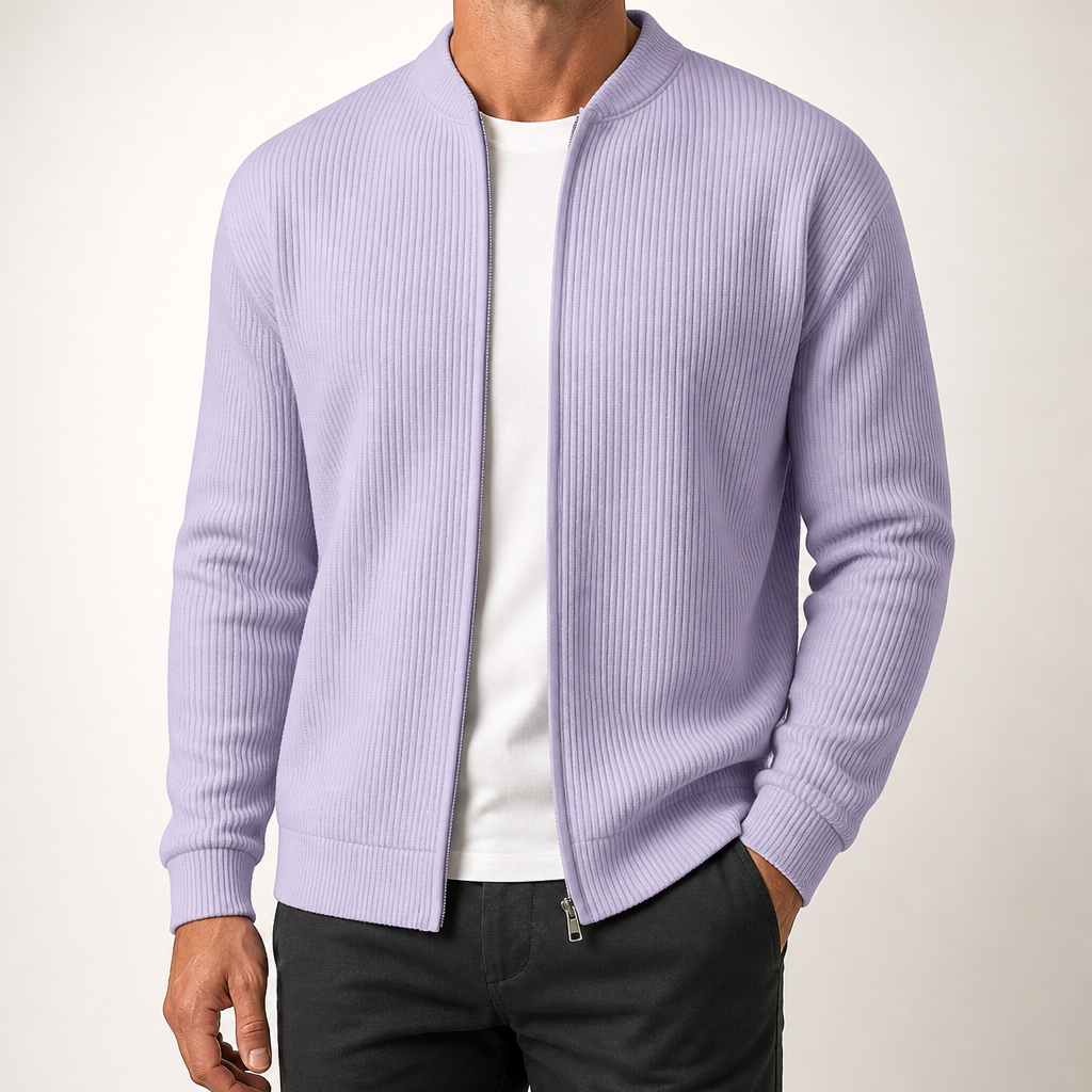 Arlo | Mens Varsity Jacket Corduroy Baseball Bomber Casual Letterman Coat, Light Purple