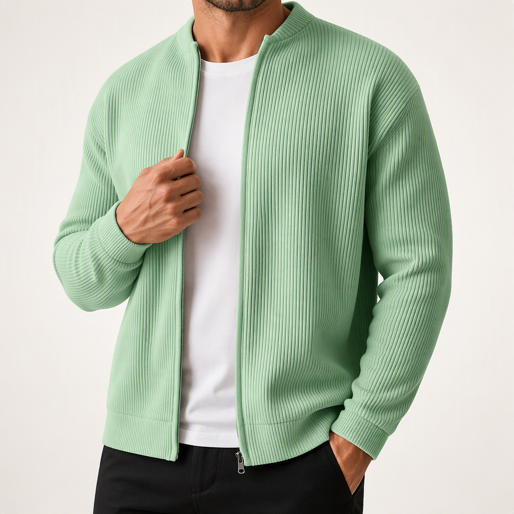 Arlo | Mens Varsity Jacket Corduroy Baseball Bomber Casual Letterman Coat, Light Green