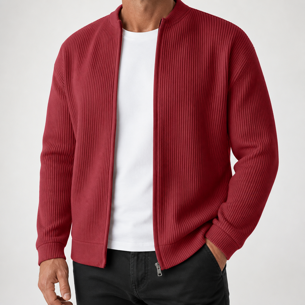 Arlo | Mens Varsity Jacket Corduroy Baseball Bomber Casual Letterman Coat, Burgundy