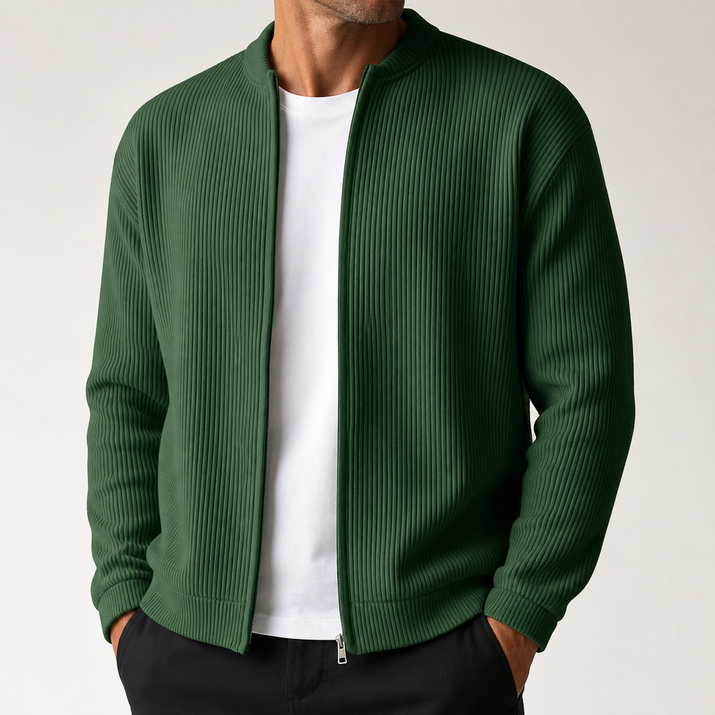 Arlo | Mens Varsity Jacket Corduroy Baseball Bomber Casual Letterman Coat, Dark Green