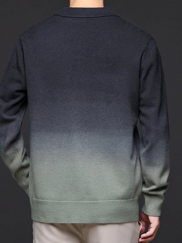 Asher | Mens Gradient Knit Cardigan Sweater Warm Coat